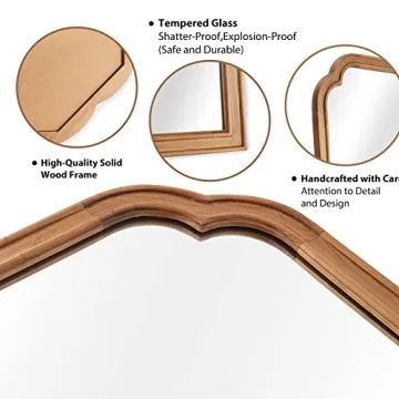 WallBeyond Wood Frame Wall Mirror Decor for Entryway, Living Room or Bedroom Home Decor - Light Woodgrain [16" x 20" Natural Color]