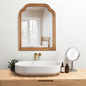 WallBeyond Wood Frame Wall Mirror Decor for Entryway, Living Room or Bedroom Home Decor - Light Woodgrain [16" x 20" Natural Color]