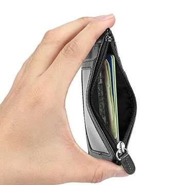 Durable PU Leather Badge Holder with Zipper and Lanyard