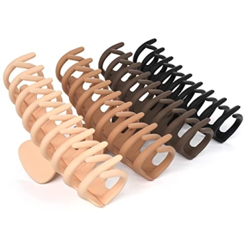 FRAMAR Large Hair Claw Clips 4 Pack - Stylish, Comfortable & Non-Slip
