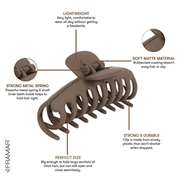 FRAMAR Large Hair Claw Clips Stylish Comfortable 4 Pack