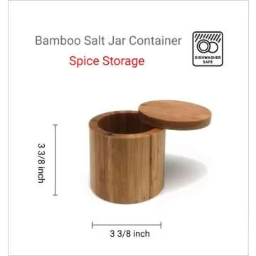 JapanBargain 4112, Bamboo Salt Boxes Spice Storage Containers With Magnetic Swivel Lid, 6 Ounce Capa...