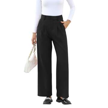 NIMIN Office Work Pants for Women High Waisted Dress Pants Straight Leg Business Casual Pants Trousers with Pockets Black Small