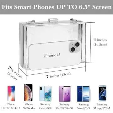 Acrylic Clear Clutch Bag, Women's Clear Purse, Transparent Stadium Approved Crossbody Shoulder Evening Handbag with Two Detachable Chains for Wedding (Silver) (Fits Phones UP TO 6.5" Screen)