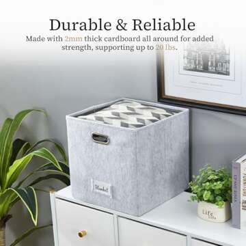 DECOMOMO Felt Storage Bins, 11" Cube, Label Holders, Set of 6