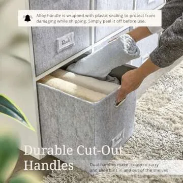 DECOMOMO Felt Storage Bins, 11" Cube, Label Holders, Set of 6