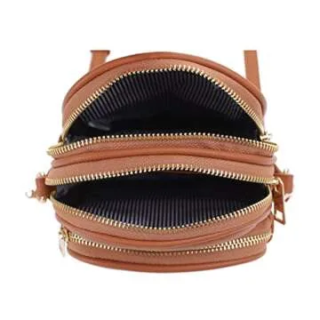 Mali+Lili Josie Triple Zip Crossbody Bag in Tan