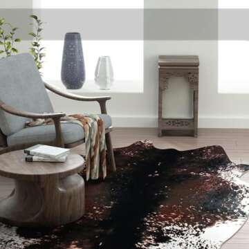 MACEVIA Faux Cowhide Rug Cute Cow Print Rug Animal Area Carpet Western Decor for Living Room Bedroom Non-Slip 59" L x 47.2" W(4.9ft x 3.9ft)