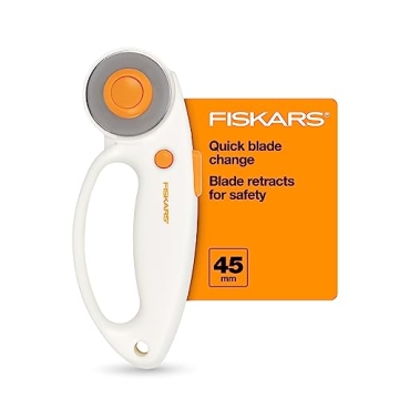 Fiskars 45mm Rotary Cutter for Fabric with Ergonomic Loop Grip, Premium Steel Rotary Fabric Cutter B...