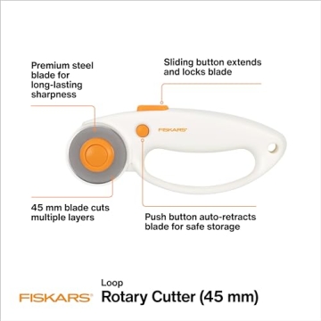 Fiskars 45mm Rotary Cutter for Precise Fabric Cutting