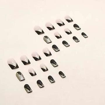 MISUD Medium Square Press on Nails with Gold Glitter