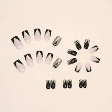 MISUD Medium Square Press on Nails with Gold Glitter