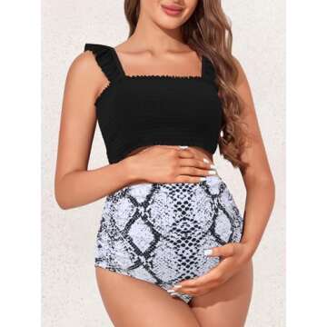 Summer Mae Maternity Bikini - High Waist Ruffled Swimsuit