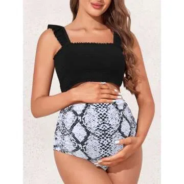 Summer Mae Maternity Bikini - High Waist Ruffled Swimsuit