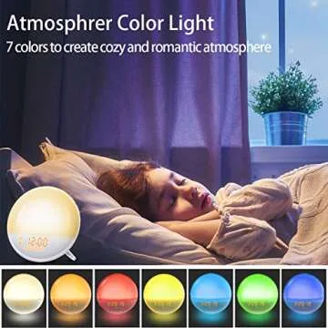 FIMITECH Wake Up Light, Alarm Clock 7 Colored Sunrise Simulation and Sunset Fading, Dual Alarm Clock with 7 Natural Sound and FM Radio for Kids Adults Bedroom (FT-01)
