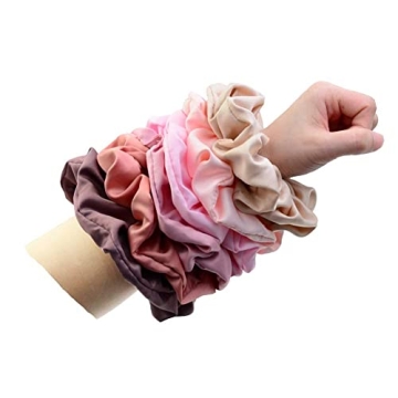 Chloven Jumbo Satin Scrunchies - 6 Elegant Hair Ties
