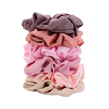 Chloven Jumbo Satin Scrunchies - 6 Elegant Hair Ties