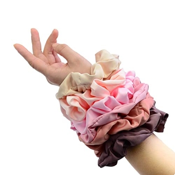 Chloven Jumbo Satin Scrunchies - 6 Elegant Hair Ties