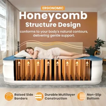 Dr. air Queen Air Mattress with Built-in Pump, 18" Raised Blow Up Mattress, 800 lbs Max Honeycomb Air Bed, 48Hr Leak-Proof Test, 3min Inflatable Mattress for Home, Guests, Camping, Colchones inflables