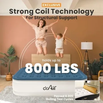 Dr. air Queen Air Mattress with Built-in Pump, 18" Raised Blow Up Mattress, 800 lbs Max Honeycomb Air Bed, 48Hr Leak-Proof Test, 3min Inflatable Mattress for Home, Guests, Camping, Colchones inflables