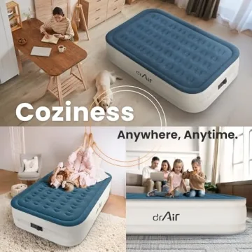 Dr. air Queen Air Mattress with Built-in Pump, 18" Raised Blow Up Mattress, 800 lbs Max Honeycomb Air Bed, 48Hr Leak-Proof Test, 3min Inflatable Mattress for Home, Guests, Camping, Colchones inflables