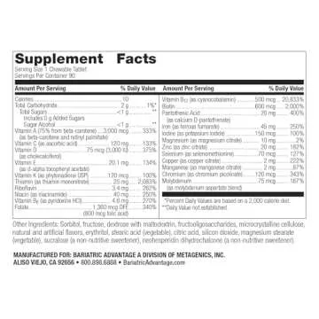 Bariatric Advantage Chewable Ultra Solo with Iron Daily Multivitamin for Gastric Bypass and Sleeve G...