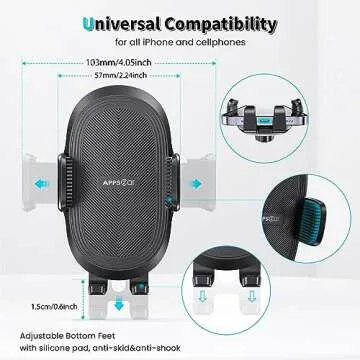 APPS2Car Suction Cup Phone Holder Windshield/Dashboard/Window, Suction Cup Car Phone Mount with Strong Sticky Gel Pad, Compatible with iPhone, Samsung & All Cellphones, Matte Black