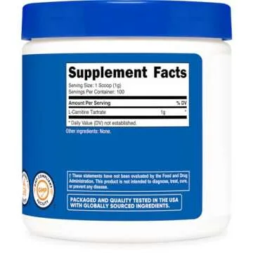 Nutricost L-Carnitine Tartrate Powder for Energy Support