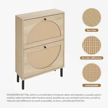 Compact Stylish ZeHuoGe Rattan Shoe Cabinet for Any Space