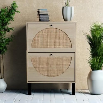 Compact Stylish ZeHuoGe Rattan Shoe Cabinet for Any Space