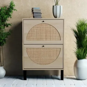Compact Stylish ZeHuoGe Rattan Shoe Cabinet for Any Space
