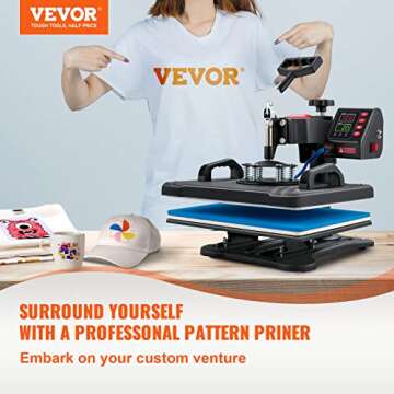 VEVOR Heat Press Machine 12X15 Inch 5 in 1 Combo Digital Multifunctional Sublimation Heat Transfer Machine 360 Degree Rotation Swing Away for Printing T Shirts Hat Mug Cap Plate