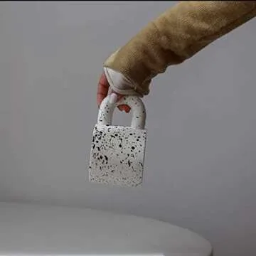 Chubby Fat Round Handle Ceramic Coffee Tea Mug Drinking Cup Trendy Aesthetic Nordic Style Pinterest Mug (Splashed Ink Black & White)