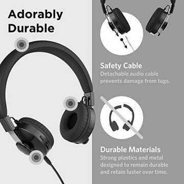 LilGadgets Untangled Pro Wireless Kids Headphones, On-Ear Bluetooth Toddler Headset with Built-in Microphone, Design, No More Tangled Wires, Perfect for Children in School