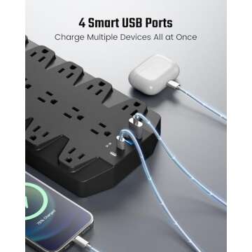 Power Strip with Surge Protection - SUPERDANNY 10FT