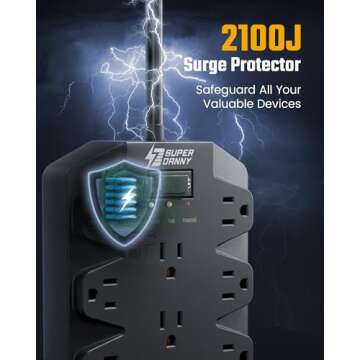 Power Strip with Surge Protection - SUPERDANNY 10FT