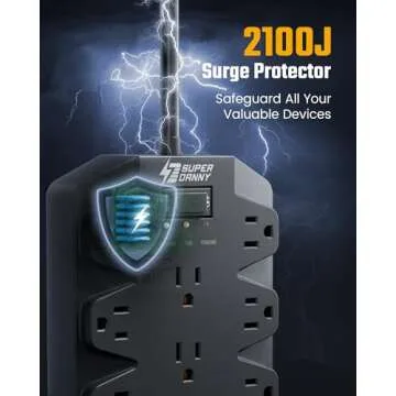 Power Strip with Surge Protection - SUPERDANNY 10FT