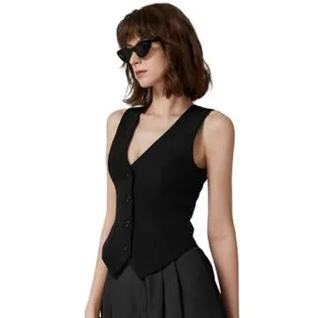 Stylish QINSEN Sleeveless V Neck Women's Crop Top