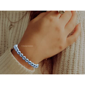Handmade Light Blue Pearl Gemstone Bracelet for Gifts