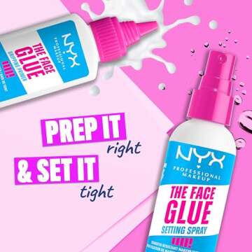 NYX PROFESSIONAL MAKEUP The Face Glue Setting Spray, Transfer-Resistant Waterproof Setting Spray, Up to 24HR Make Up Wear