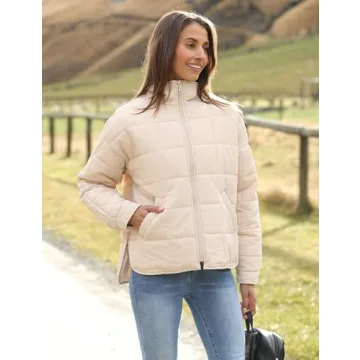 Stylish Huaqiao Womens Quilted Puffer Jacket for Fall
