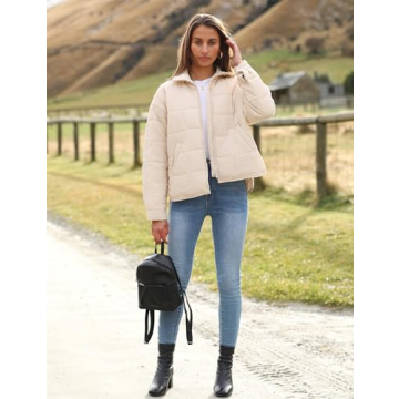 Stylish Huaqiao Womens Quilted Puffer Jacket for Fall