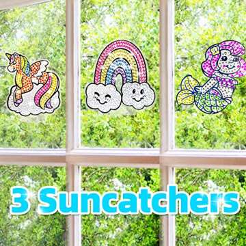 JOYIN Kids Diamond Art, Diamond Painting Kit with 18 Magical Stickers 3 Suncatchers 2 Keychains, Diamond Art for Kids, DIY Paint Arts Supplies, Craft Gift for Girls