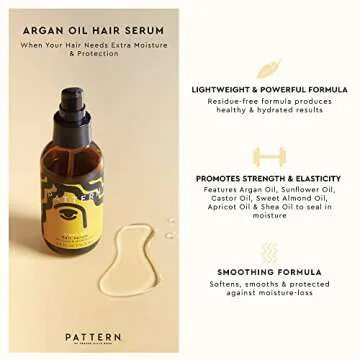 PATTERN Beauty by Tracee Ellis Ross Argan Oil Hair Serum, 3.9 Fl Oz, Rich Moisture and Shine Boost f...