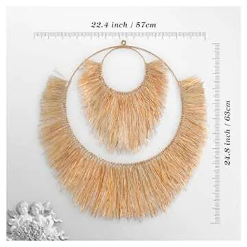 London Collective Décor Boho Decor Wall Hanging Rattan Seagrass I Art for Bedroom Decorations Living Room Gold Gifts Family