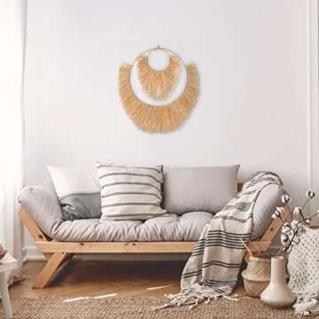 London Collective Décor Boho Decor Wall Hanging Rattan Seagrass I Art for Bedroom Decorations Living Room Gold Gifts Family