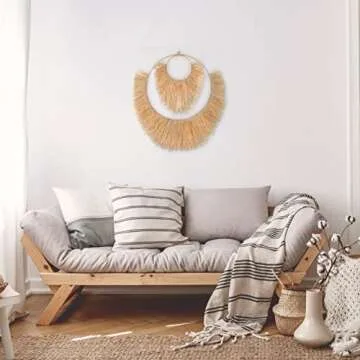 London Collective Décor Boho Decor Wall Hanging Rattan Seagrass I Art for Bedroom Decorations Living Room Gold Gifts Family