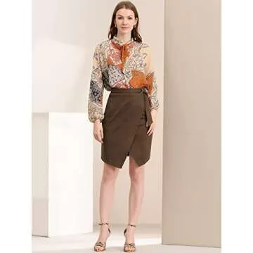 Stylish Allegra K Faux Suede Skirt with Front Slit