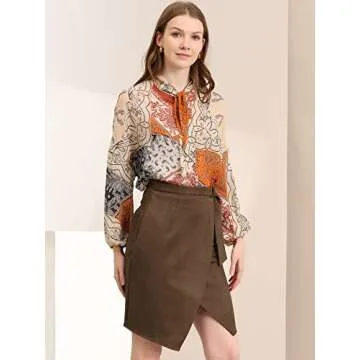 Stylish Allegra K Faux Suede Skirt with Front Slit