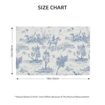 Blue Toile Placemats 12 x 18 Inch Set of 4, French Country Decorative Place Mats Non-Slip Washable Farmhouse Table Mats for Kitchen Dining Home Party Indoor Outdoor Table Decor